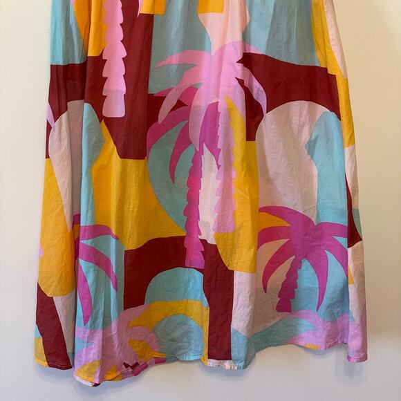 MINKPiNk L maxi skirt tropical Hawaiian beach coastal summer pink blue casual - Picture 3 of 7